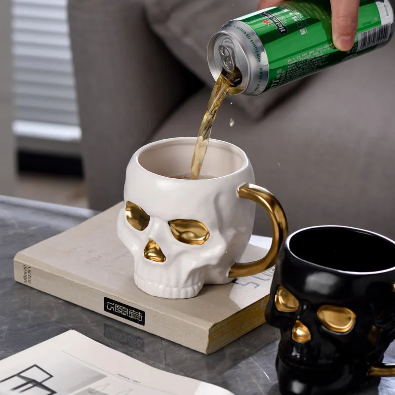 Coffee Mug Ceramic Skull Design 20.3 Fl Oz Ergonomic Handle