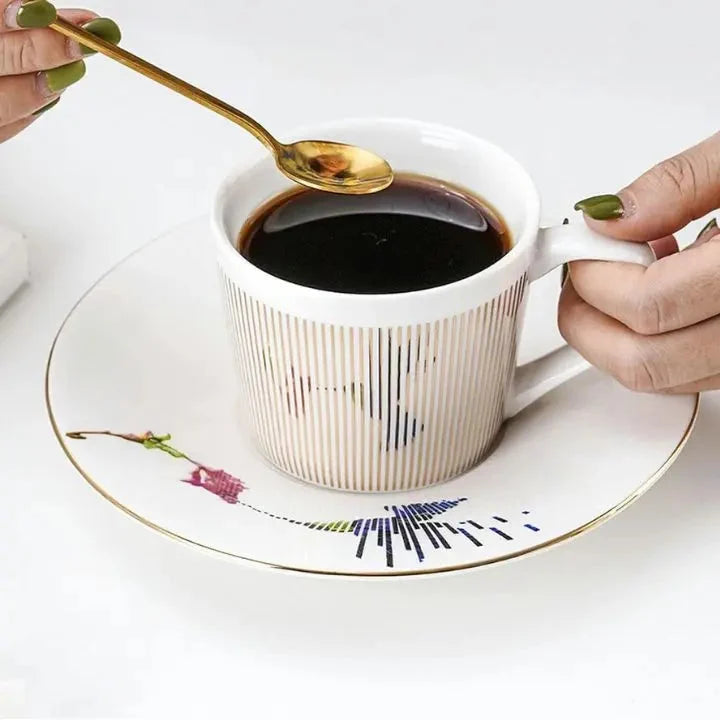 Coffee Mug Rotating Reflective Ceramic & Stainless Steel