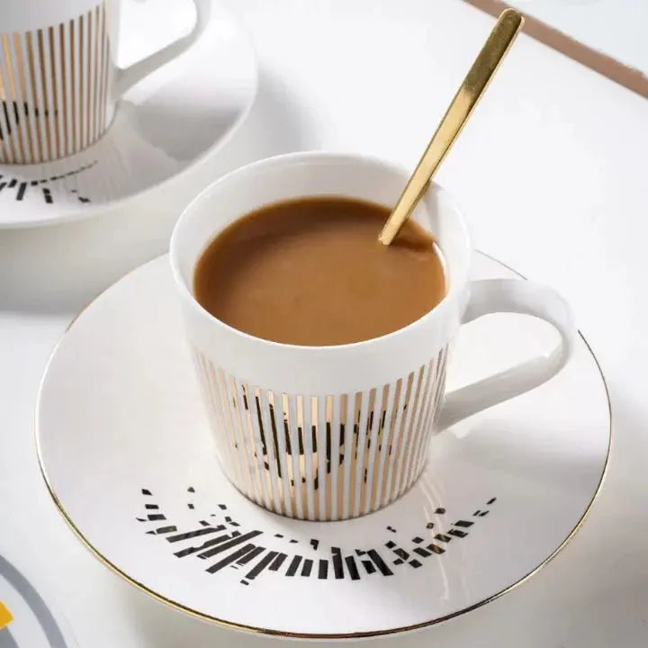 Coffee Mug Rotating Reflective Ceramic & Stainless Steel