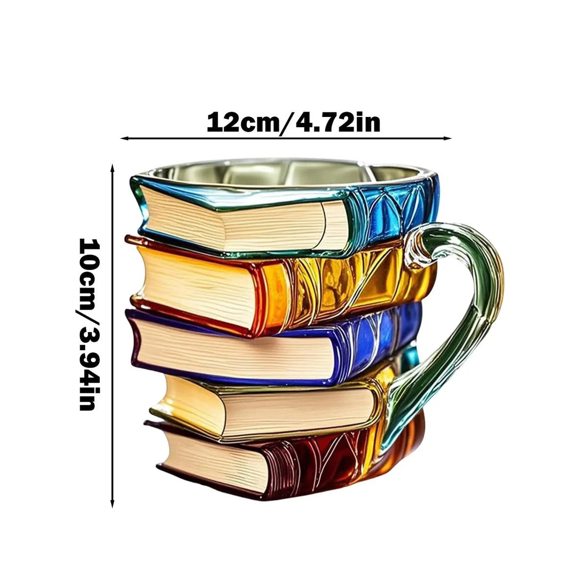 Coffee Mug Stacked Books Design Resin 11 Oz