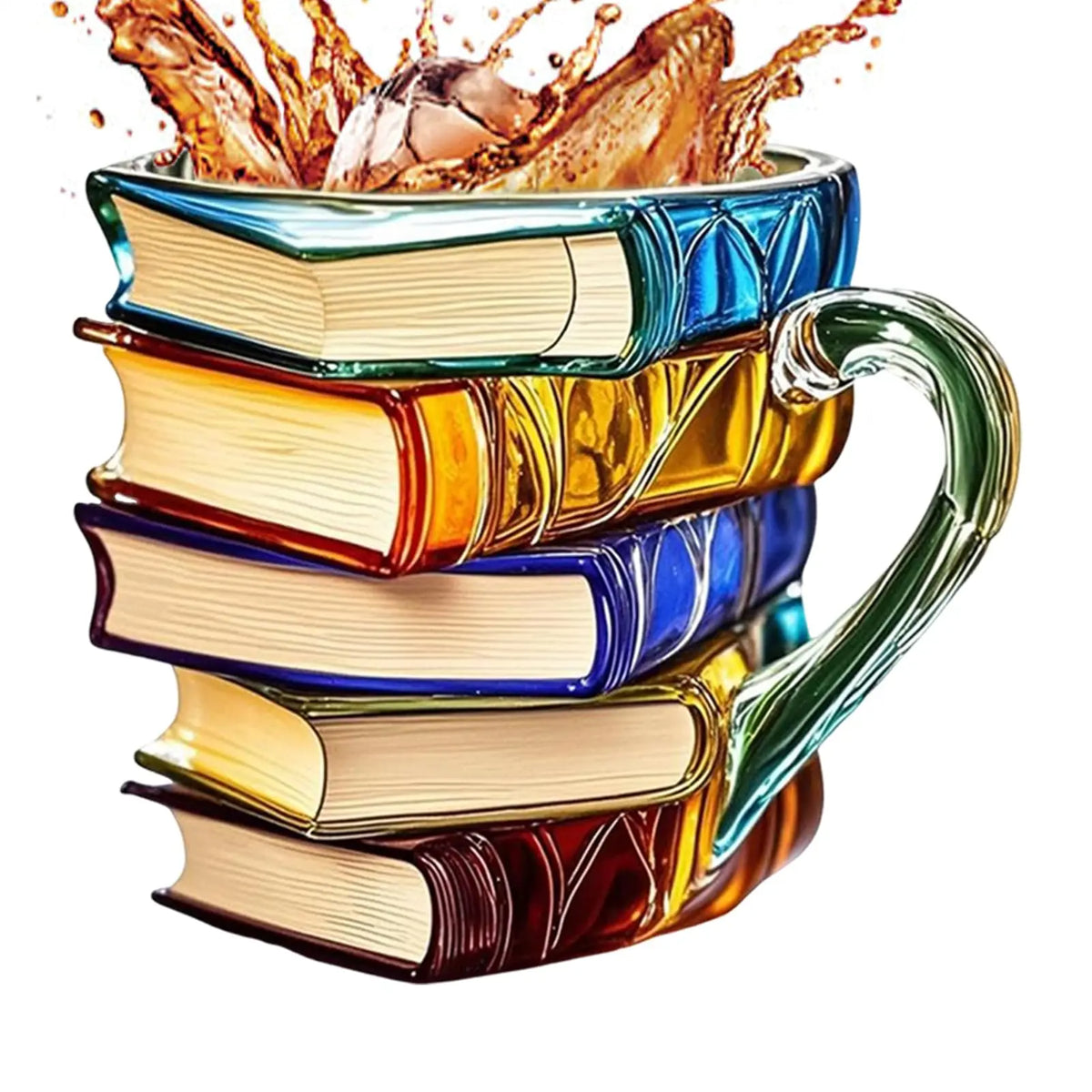 Coffee Mug Stacked Books Design Resin 11 Oz
