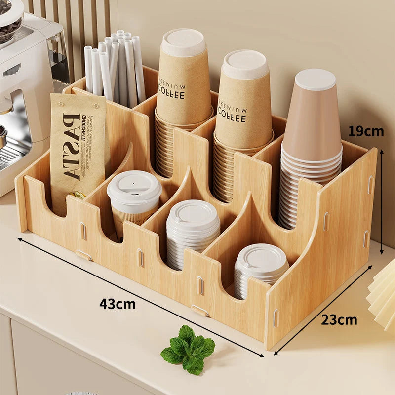 Coffee Station Organizer Tiered Adjustable Compartments