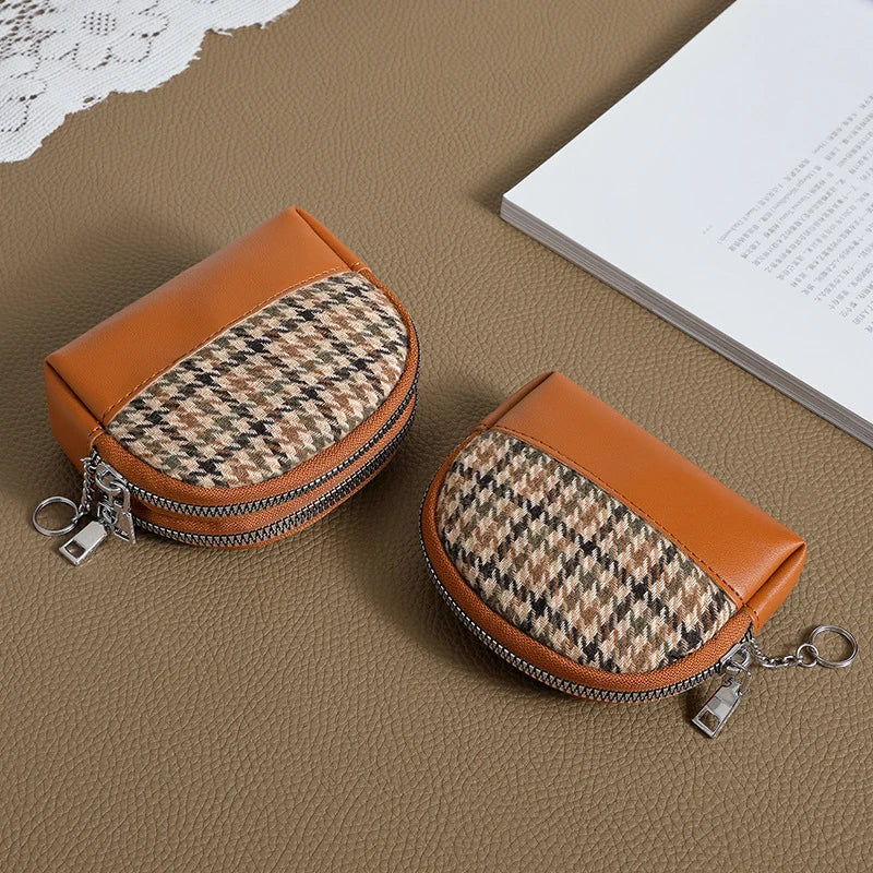 Coin Pouch Double Zip Compact Two Compartments