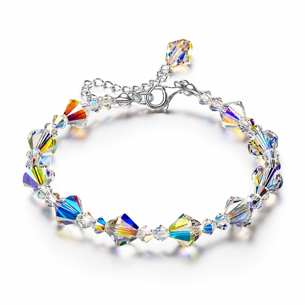 Color-Changing Crystal Sterling Silver Bracelet (Adjustable)