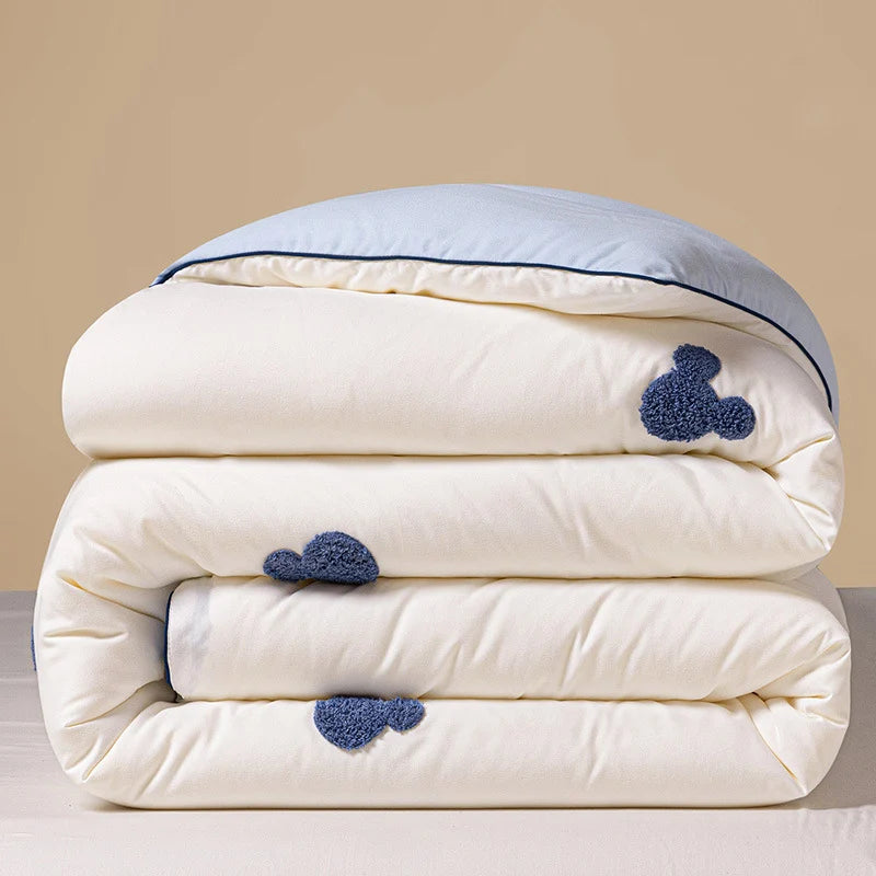 Comforter Reversible Plush Chenille Heart Embroidery