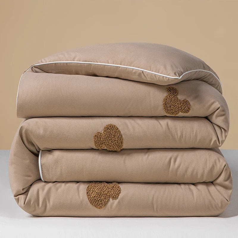 Comforter Reversible Plush Chenille Heart Embroidery