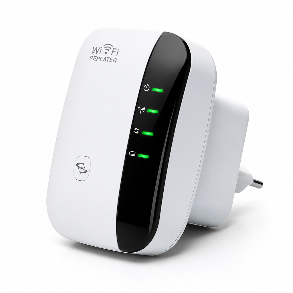 Compact 300 Mbps Plug-In WiFi Extender (Ethernet Port)