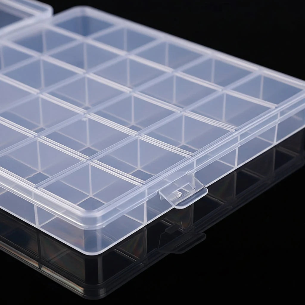 Compartment Storage Case Clear Fixed Compartments Single Lid Stackable