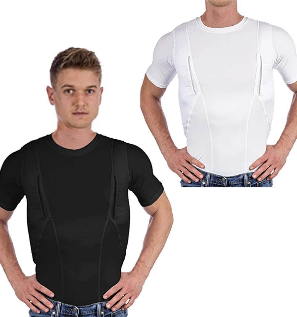 Compression Shirt Concealed Carry Dual Pockets Moisture-Wicking