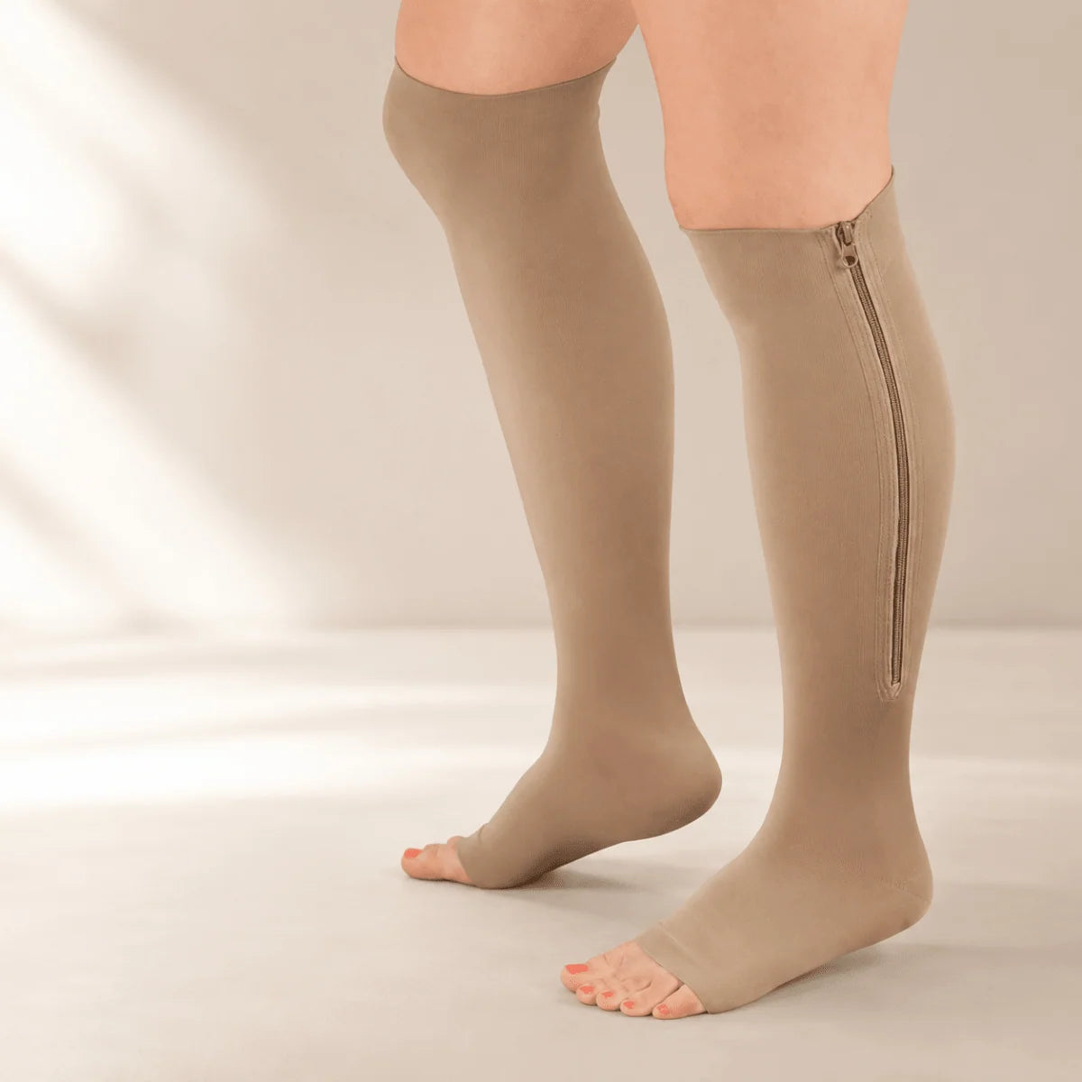 Compression Socks Zippered Open Toe 20–30 mmHg Support
