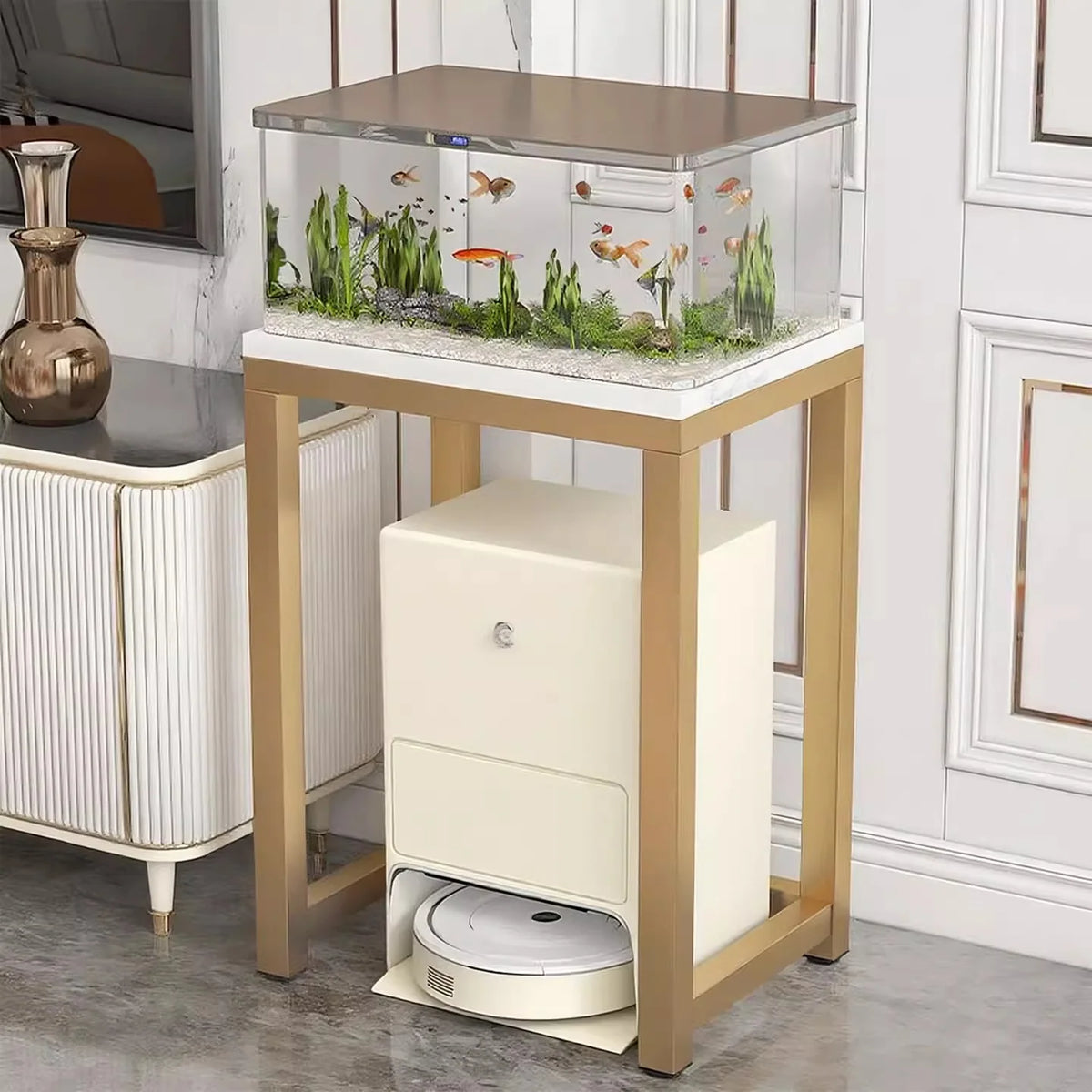 Console Table Robot Vacuum Dock Clearance Marble-Effect Top