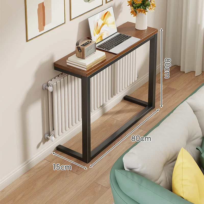 Console Table Slim Profile Engineered Wood Top Steel Frame