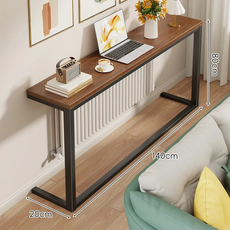 Console Table Slim Profile Engineered Wood Top Steel Frame