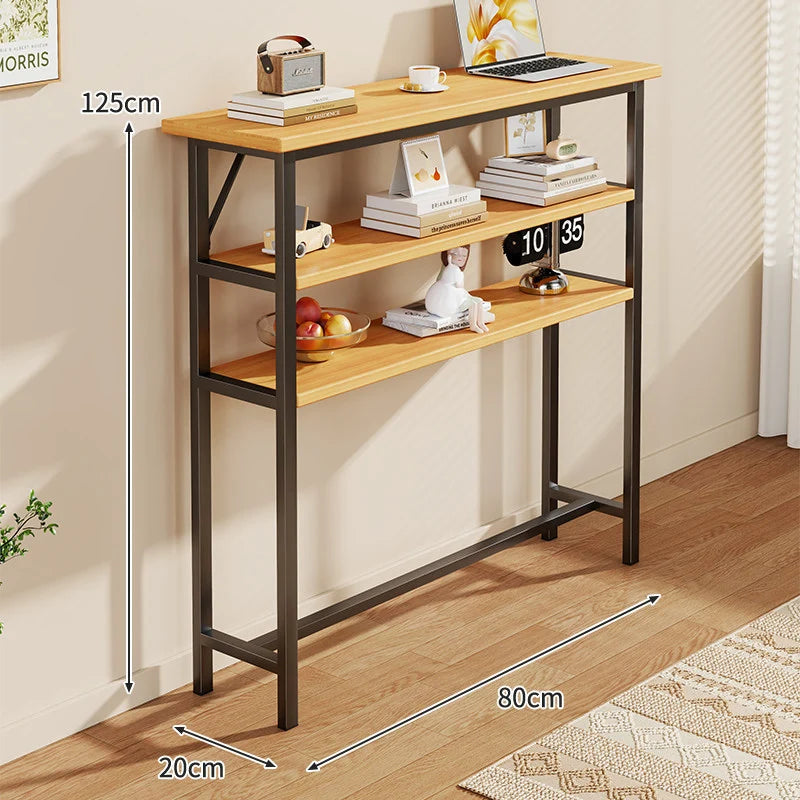 Console Table Slim Profile Scratch-Resistant Wood-Look Top