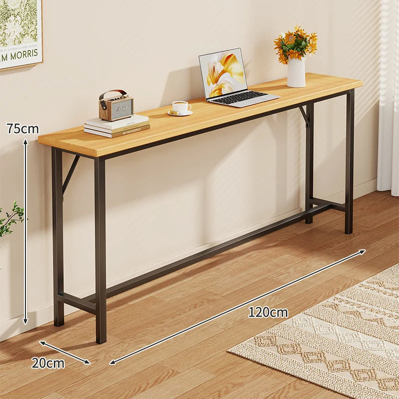Console Table Slim Profile Scratch-Resistant Wood-Look Top