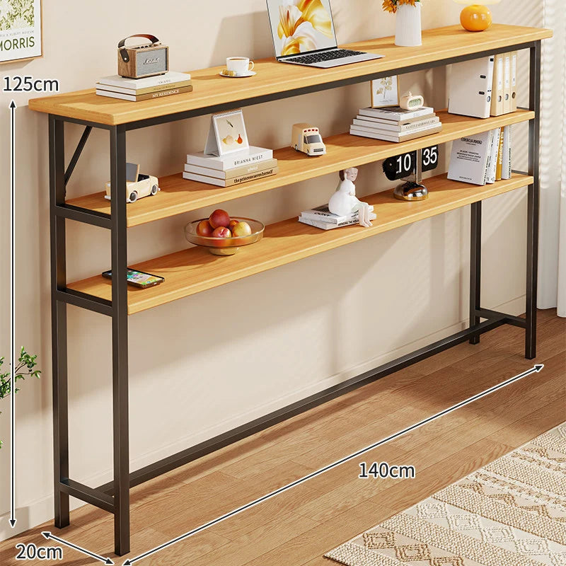 Console Table Slim Profile Scratch-Resistant Wood-Look Top