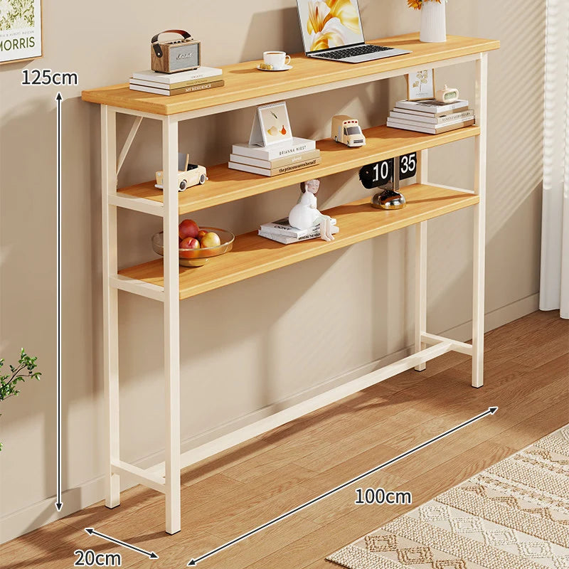 Console Table Slim Profile Scratch-Resistant Wood-Look Top