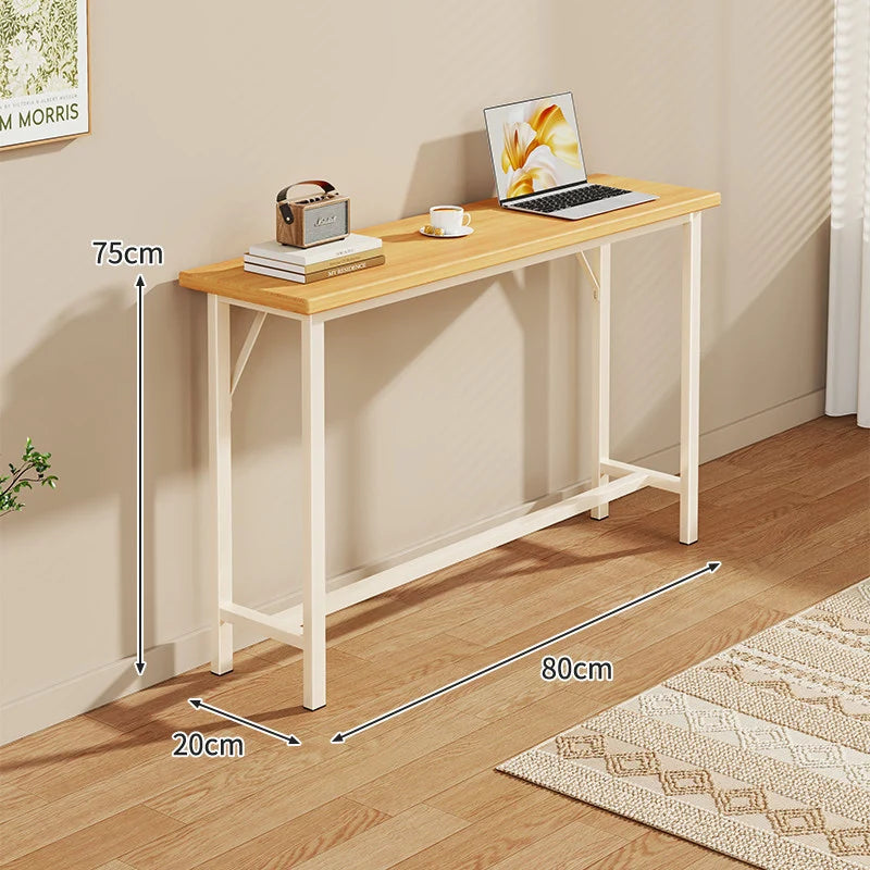 Console Table Slim Profile Scratch-Resistant Wood-Look Top
