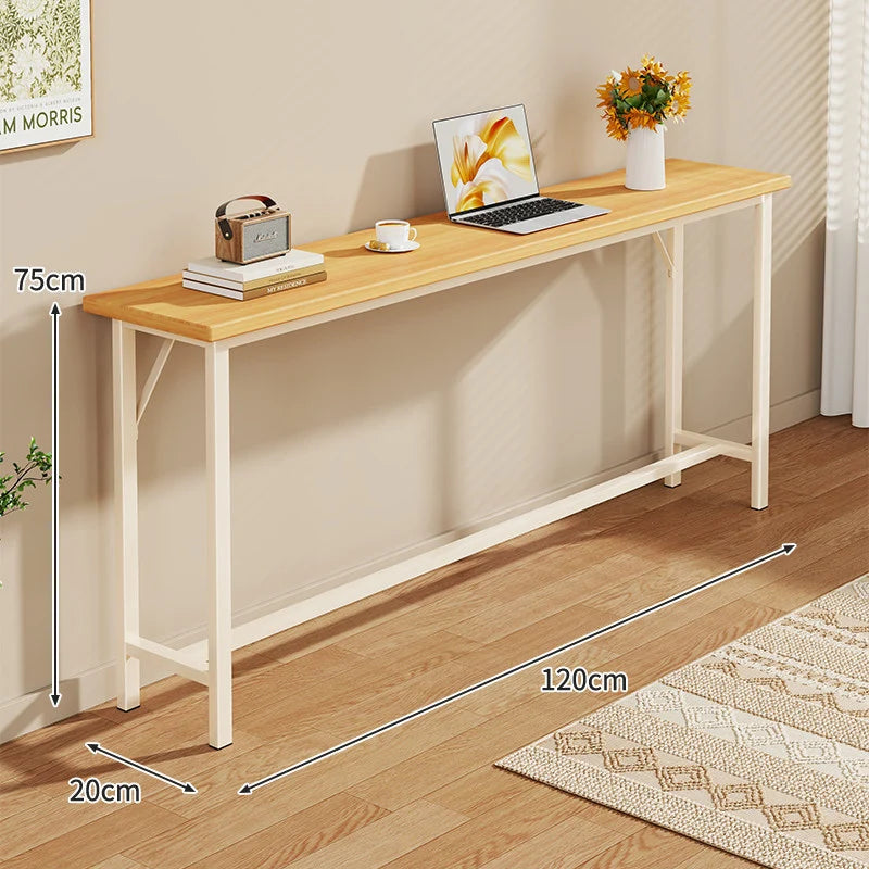 Console Table Slim Profile Scratch-Resistant Wood-Look Top