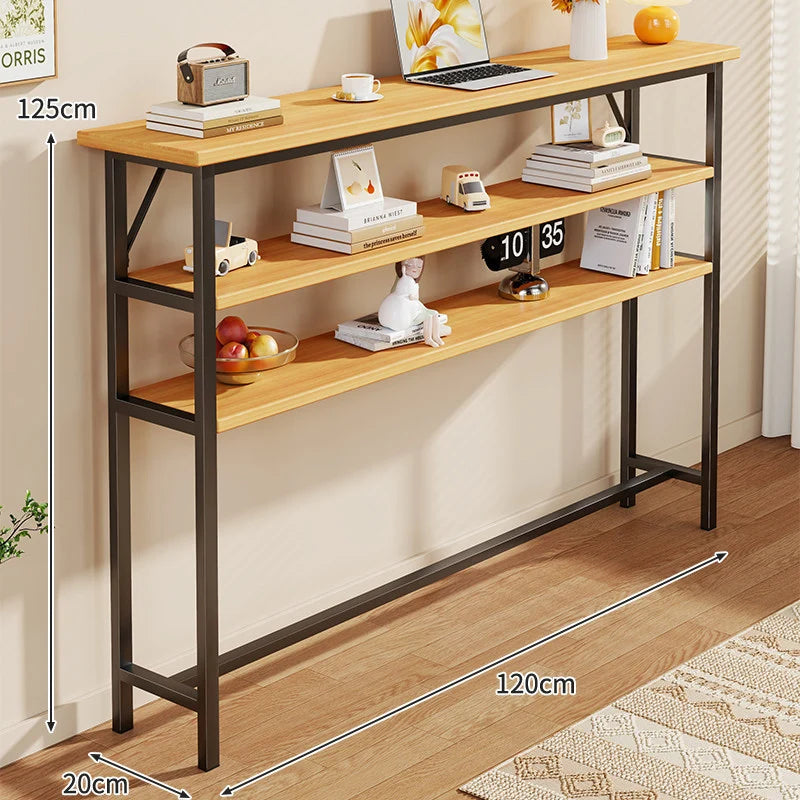 Console Table Slim Profile Scratch-Resistant Wood-Look Top
