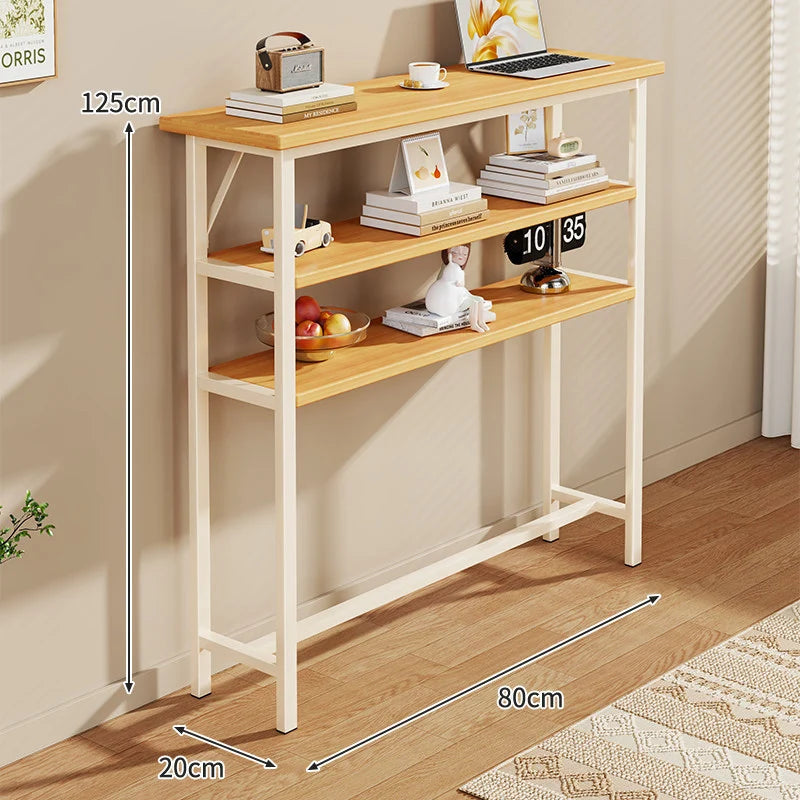 Console Table Slim Profile Scratch-Resistant Wood-Look Top