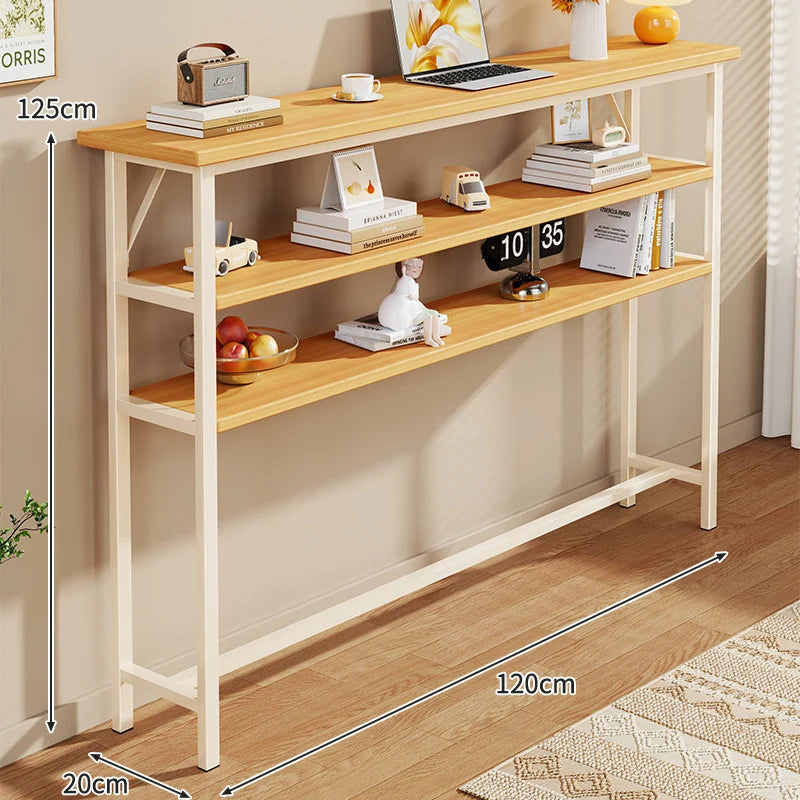 Console Table Slim Profile Scratch-Resistant Wood-Look Top