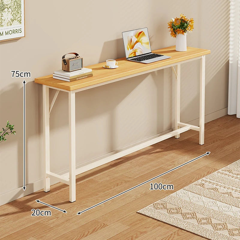 Console Table Slim Profile Scratch-Resistant Wood-Look Top