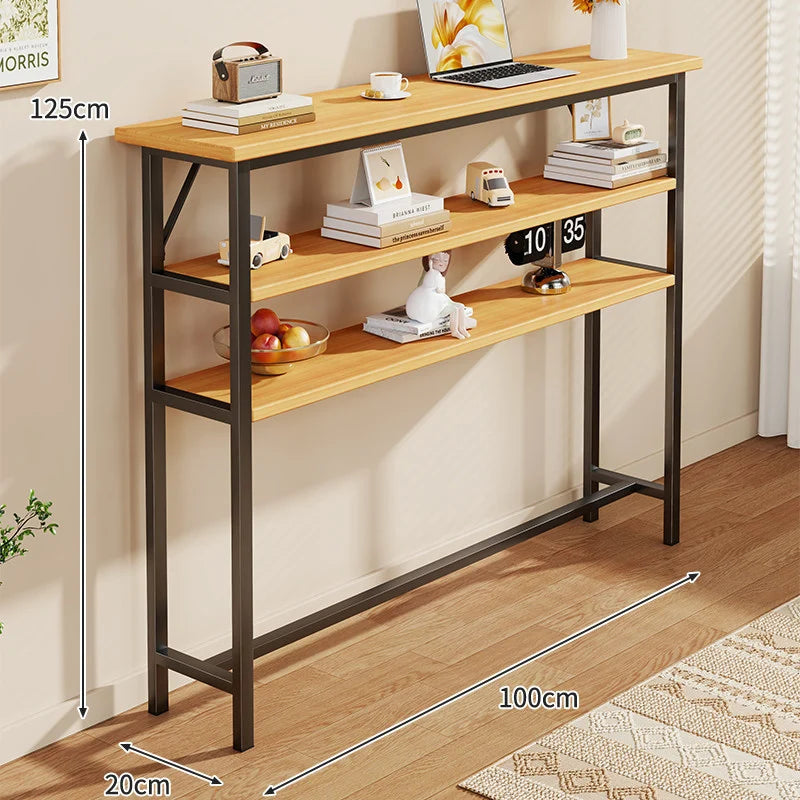 Console Table Slim Profile Scratch-Resistant Wood-Look Top