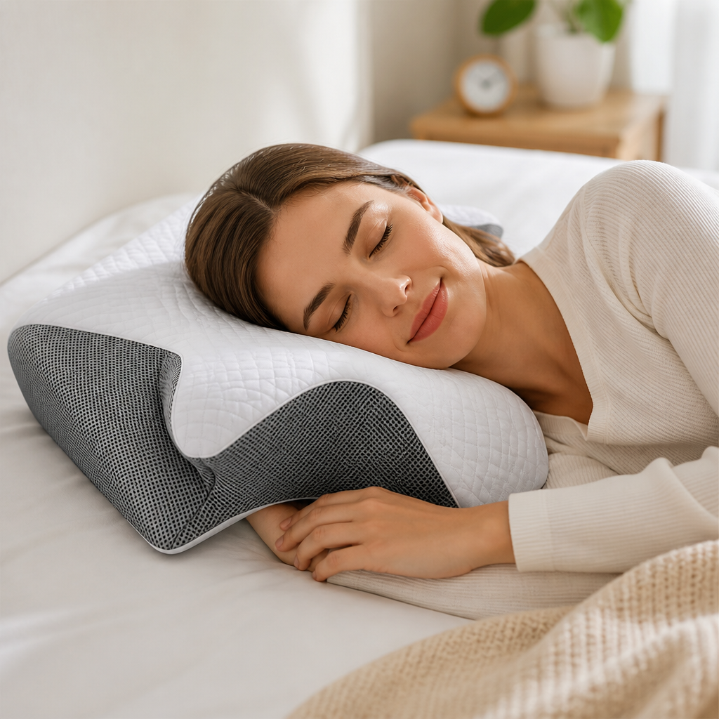 Contoured Memory Foam Pillow (Removable Washable Cover)