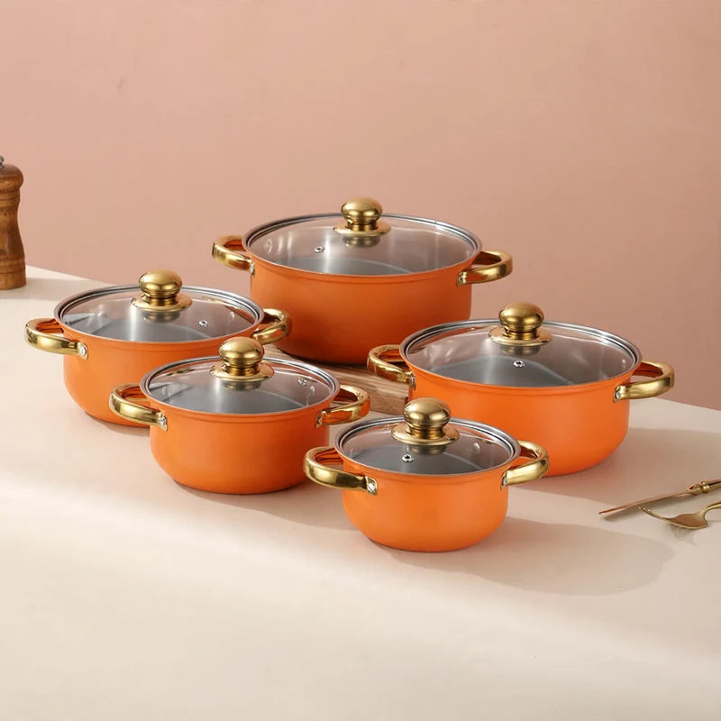 Cookware Set Stainless Steel Glass Lids 10-Piece