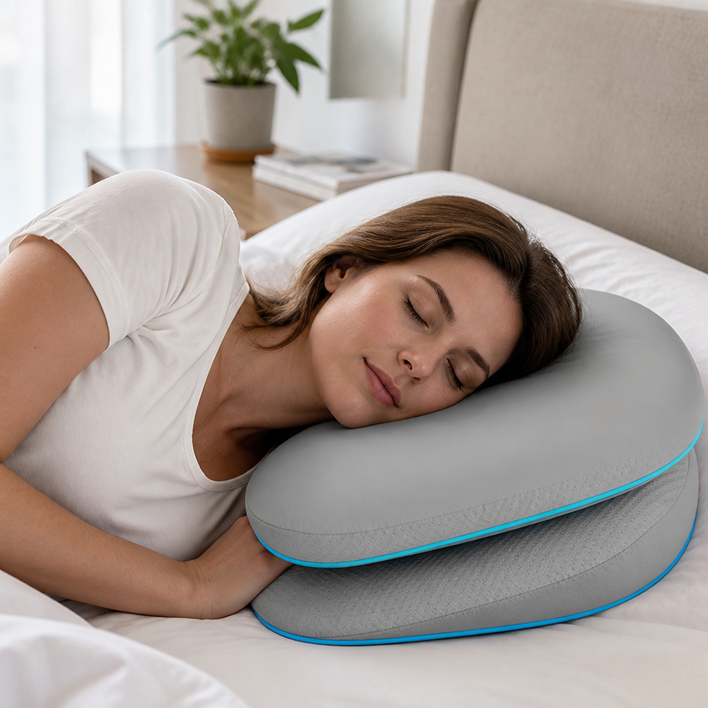 Cooling Ergonomic Memory Foam Pillow (Removable Washable Cover)