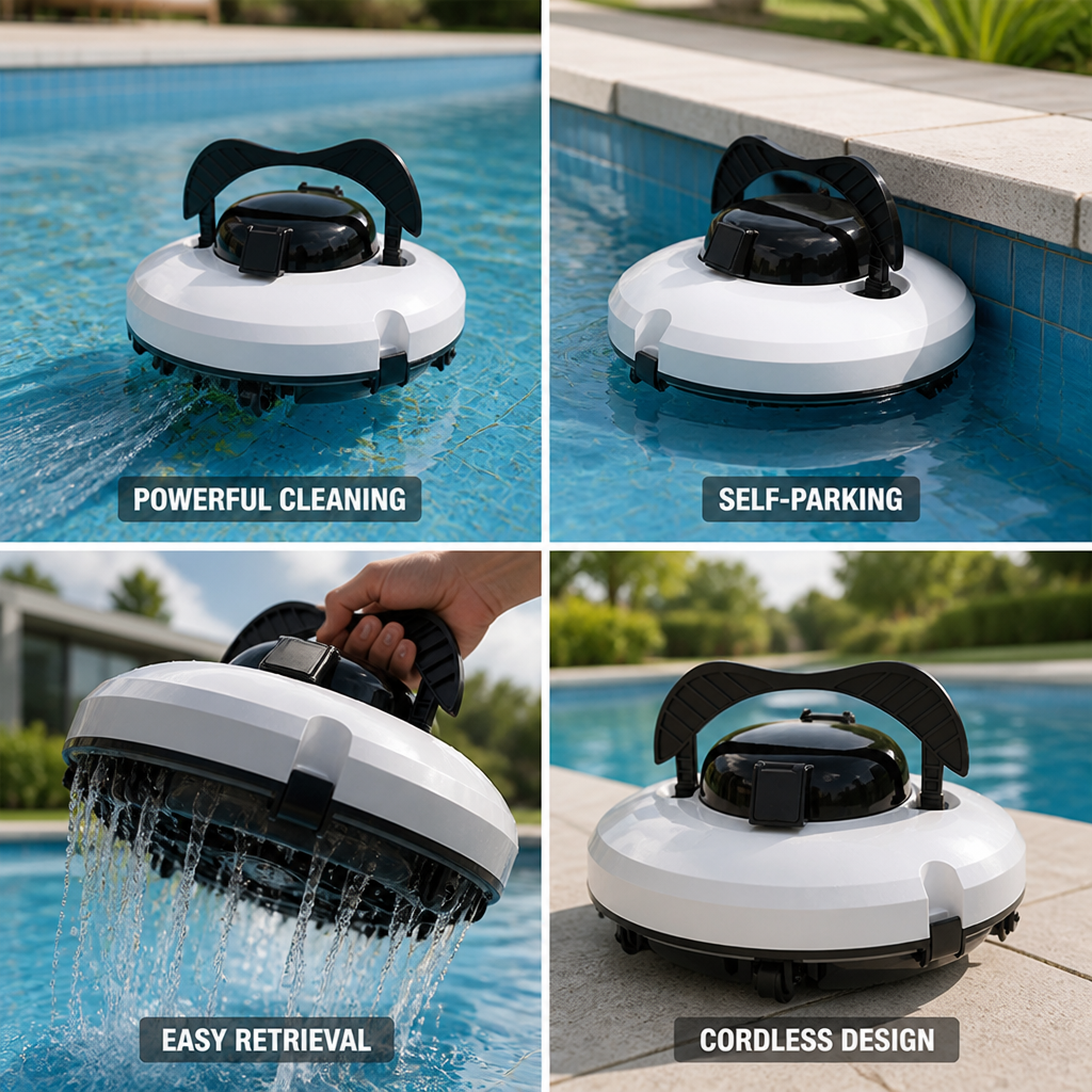 Cordless 130-Min Self-Parking Robotic Pool Cleaner