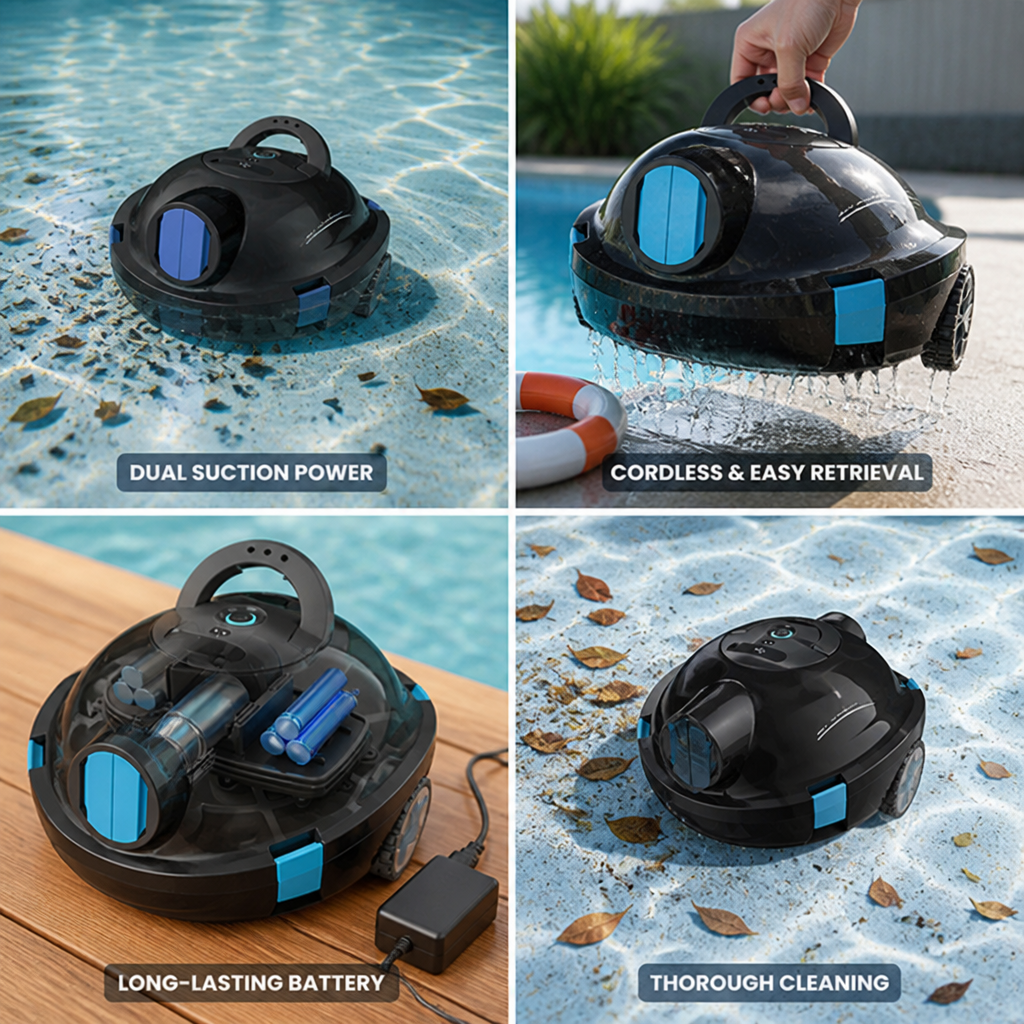 Cordless 90-Minute Dual-Suction Robotic Pool Cleaner