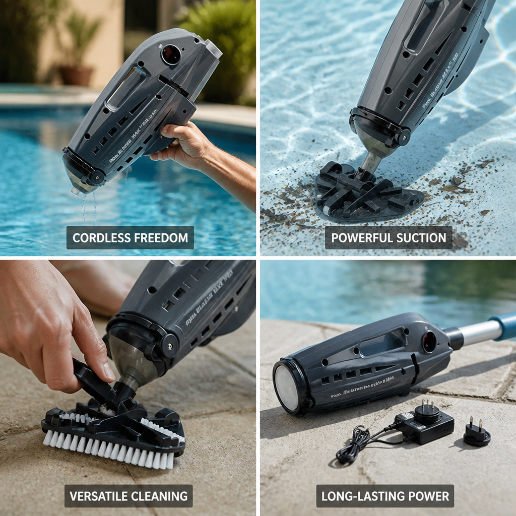 Cordless Powerful Suction Handheld Pool Vacuum (Removable Brush)