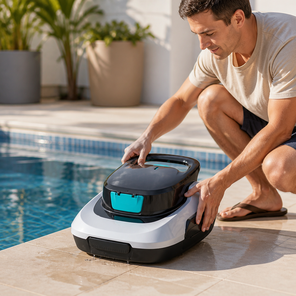 Cordless Powerful Suction Robotic Pool Cleaner (100-Min Runtime)