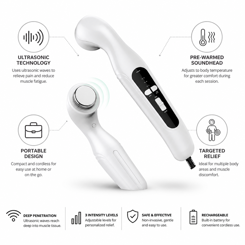Cordless Pre-Warmed Ultrasonic Pain Relief Device
