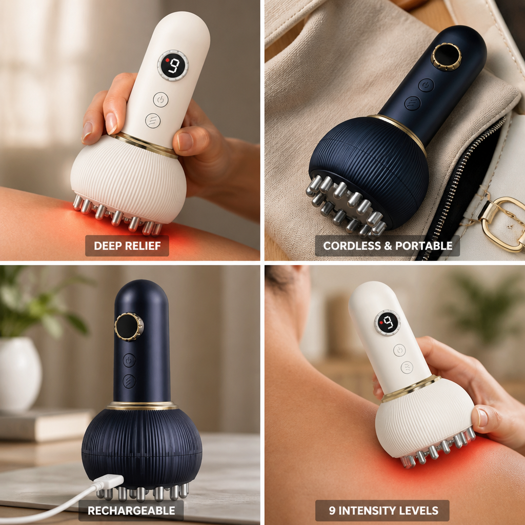 Cordless Rechargeable Heat, Vibration & Pulse Massager (9 Intensity Levels)