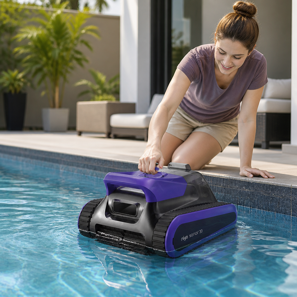 Cordless Sonar Wall-Climbing Robotic Pool Cleaner (Up to 33 ft)