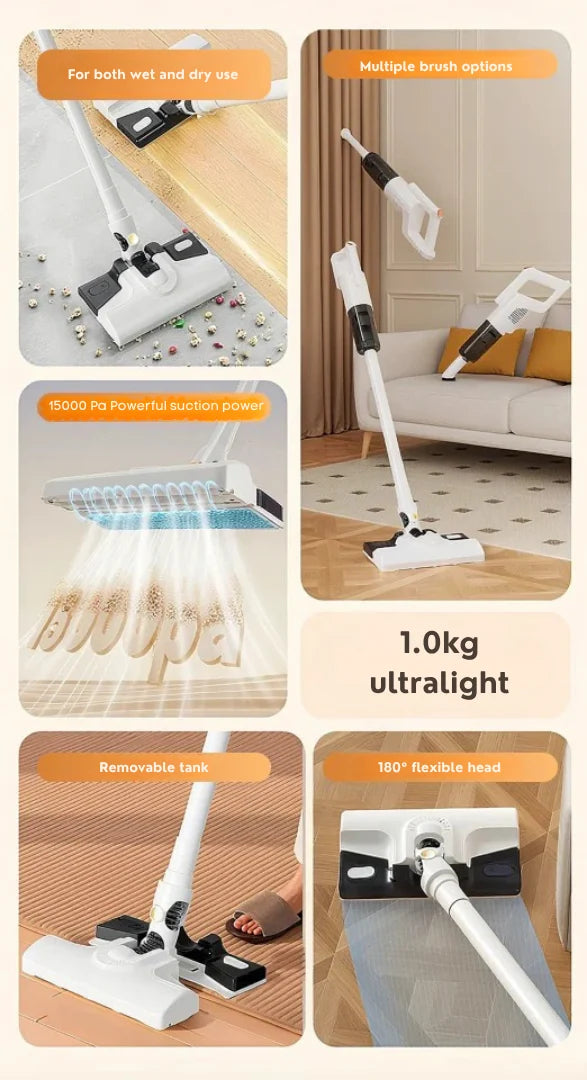 Cordless Vacuum Cleaner 3-In-1 Vacuum Mop & Fabric Cleaner