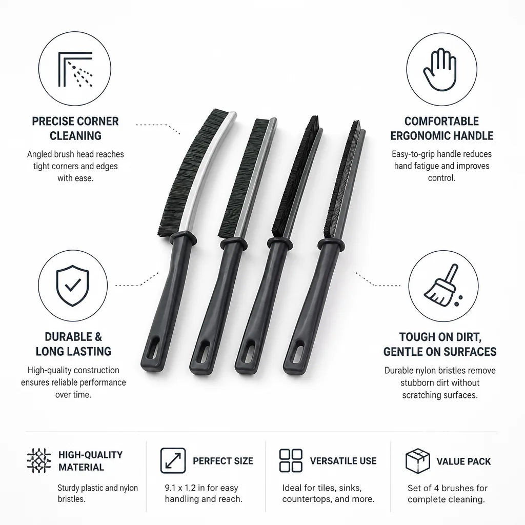 Corner Cleaning Brush Angled Nylon Bristles Set of 4