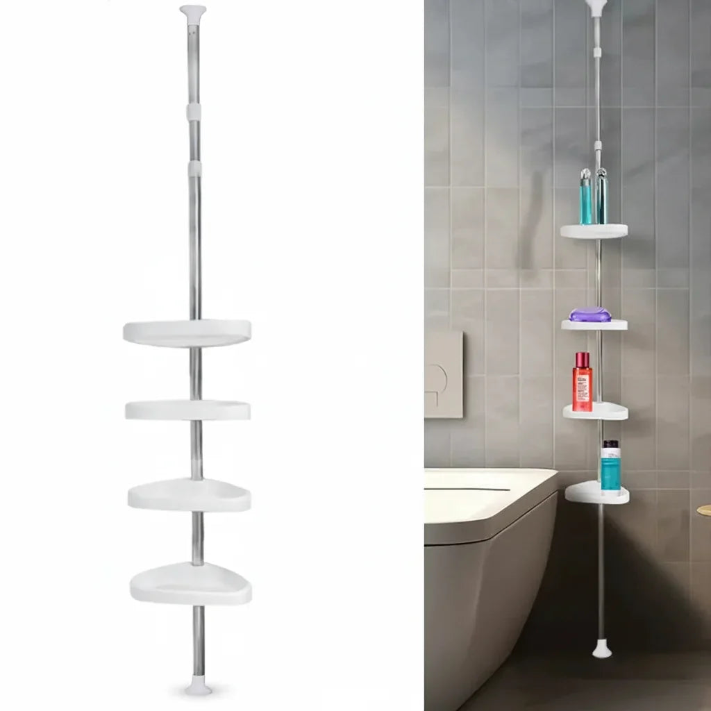 Corner Shower Shelf No-Drill Tension Pole Adjustable Shelves