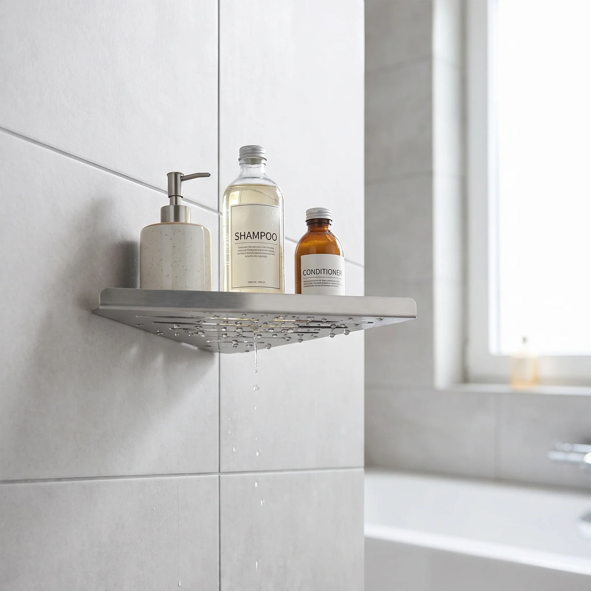 Corner Shower Shelf Stainless Steel Screw-Mounted Open-Drainage Base