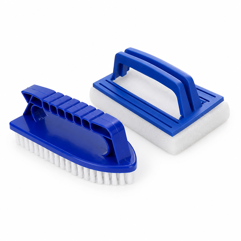 Corrosion-Resistant Sponge & Stiff Bristle Pool Brush Set (2-Piece)