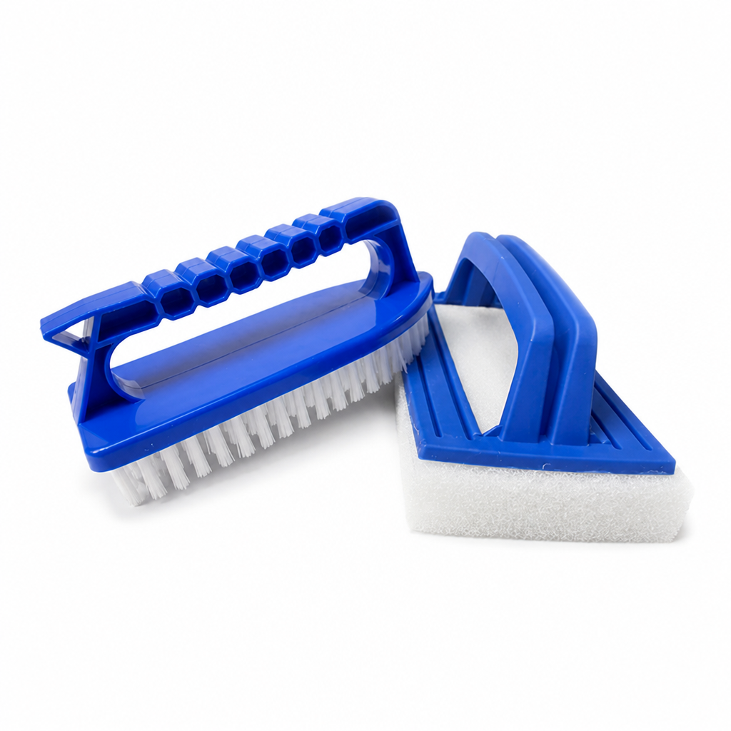 Corrosion-Resistant Sponge & Stiff Bristle Pool Brush Set (2-Piece)