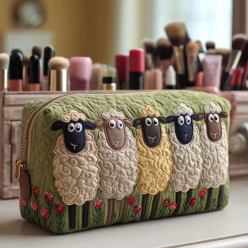 Cosmetic Bag Quilted Padded Zip-Around Travel Organizer
