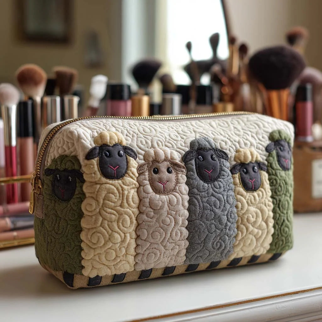 Cosmetic Bag Quilted Padded Zip-Around Travel Organizer