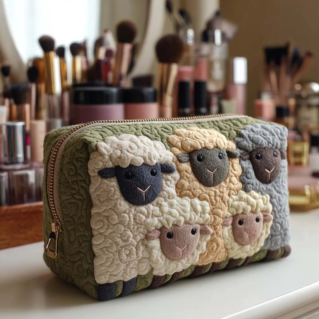 Cosmetic Bag Quilted Padded Zip-Around Travel Organizer