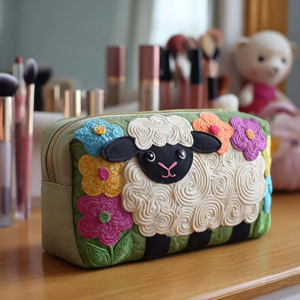 Cosmetic Bag Quilted Padded Zip-Around Travel Organizer