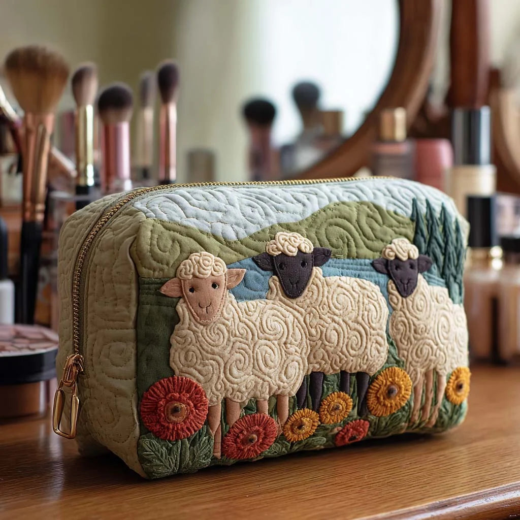 Cosmetic Bag Quilted Padded Zip-Around Travel Organizer
