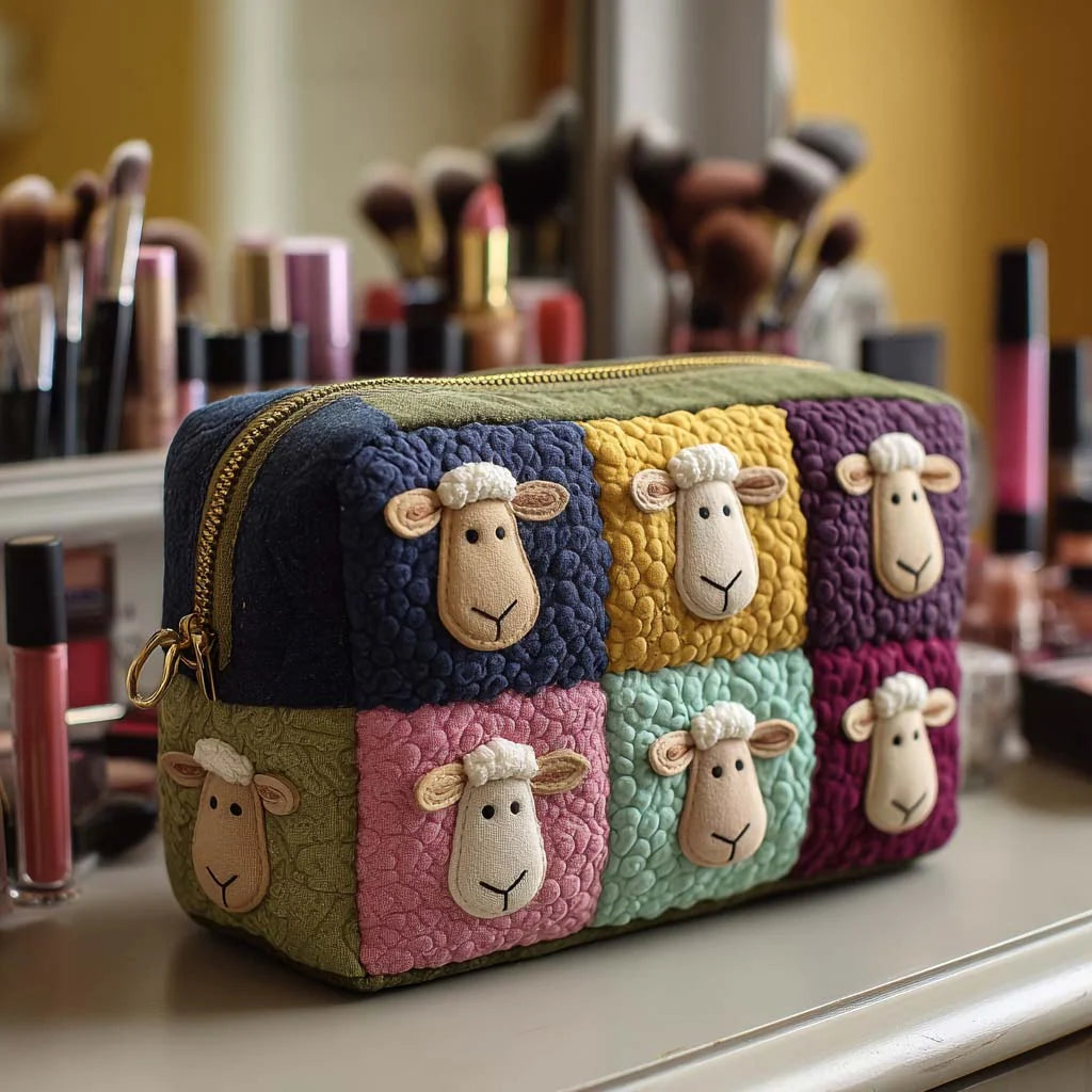 Cosmetic Bag Quilted Padded Zip-Around Travel Organizer